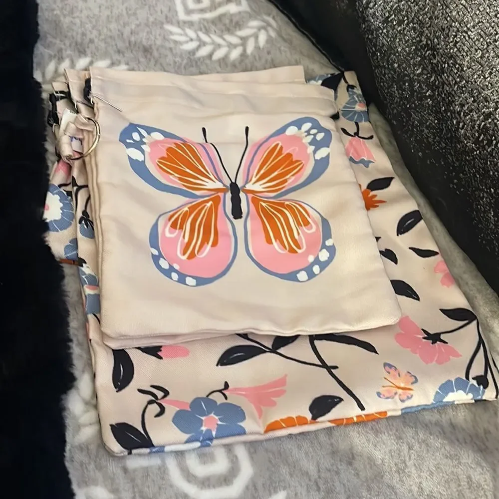 Nwt kate soade cotton packing cubed/fravel bags drawstring 4 piece set